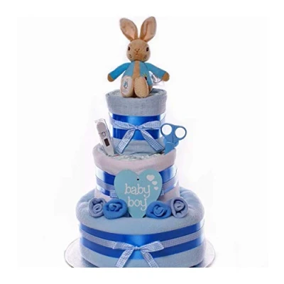 Image of Peter Rabbit Nappy Cake Baby Boy, Boy Cake, 3 Tier Gift,