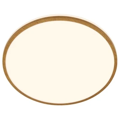 Image of Briloner LED ceiling light Acorus, Ø 33 cm, white/wood colour, IP44