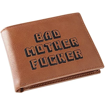 Image of Officially Licensed B.M.F. Men&#039;s Bi fold Wallet Embroidered Brown Genuine Leather