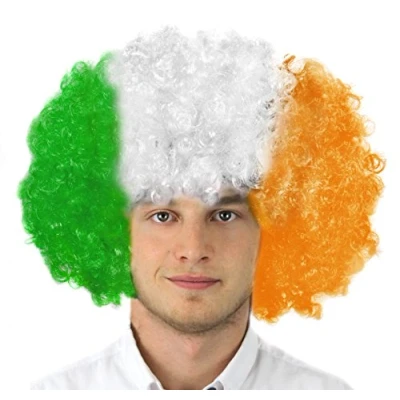Image of I Love Fancy Dress ILFD2262 Unisex Afro Irish Flag Supporters Wig, One size