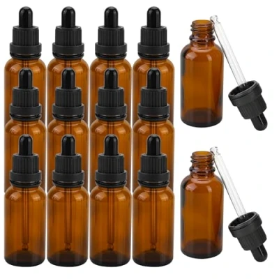 Image of AZKEEGREY 32 Pcs Mini Amber Glass Dropper Bottles 20 ml Pipette Refillable Brown Bottle for Liquids, Essential Oil,Travel