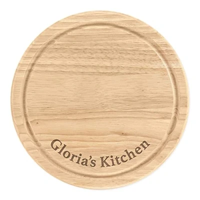 Image of Personalised Wooden Chopping Cheese Board Round 25cm Custom Name Kitchen Bottom
