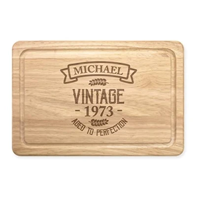 Image of Personalised Chopping Board Vintage Aged to Perfection Any Name Wooden Meat Serving Custom