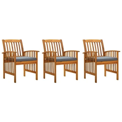 Image of vidaXL Garden Dining Chairs 3 pcs with Cushions Solid Acacia Wood