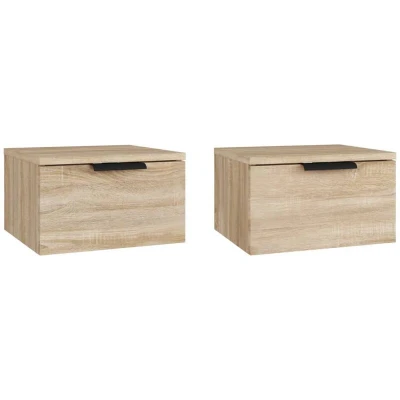 Image of vidaXL Wall mounted Bedside Cabinets 2 pcs Sonoma Oak 34x30x20 cm