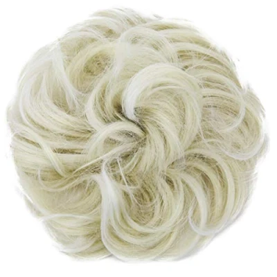 Image of CAISHA Large Hairpiece Scrunchy Instant Updo Curly Messy Bun White Blonde Mix G31E