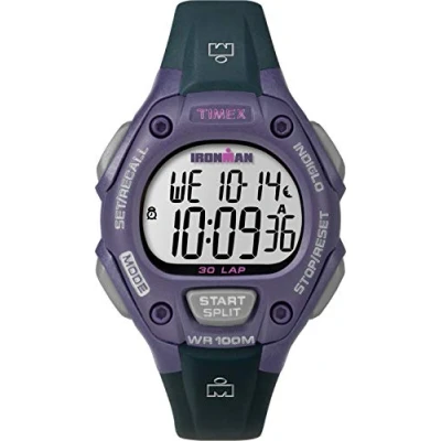 Image of Timex Ironman Classic 34 mm Womens Purple Case Gray Resin Strap Watch TW5M16000