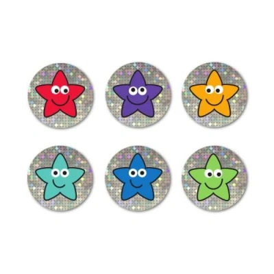 Image of The Sticker Factory 12mm mini sparkly smiley star stickers. Pack of 832