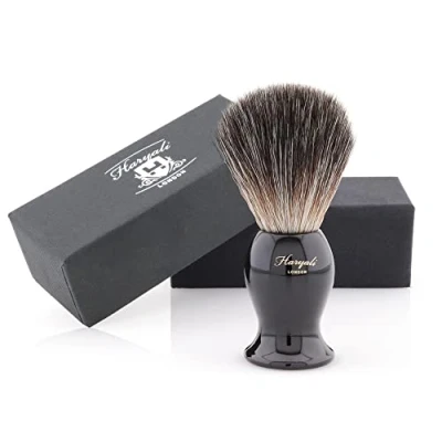 Image of Haryali London Shaving Brush Super Badger Cream for Smooth and Soft Traditional Black Color Perfect with Any or Soap