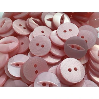 Image of Pink 5 Round Fish Eye Buttons Size 26 (16 mm) x 50