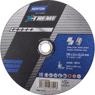 Image of Norton Saint Gobain 230x2.0x22.23mm Nor Xtreme Cutting Disc A36W Type 41