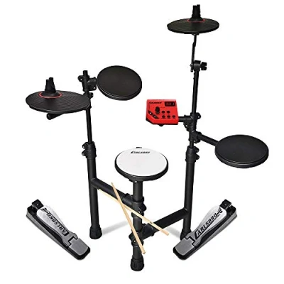 Image of Carlsbro Club 100 Electric Drum Kit 5 Piece Electronic Digital Set with Sticks Foldable Jazz Big Band Silent Quiet Practice