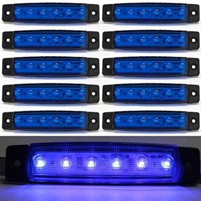Image of Biqing 10pcs LED Side Marker Lights Position Indicators Blue 12V Waterproof Lamps for Truck Trailer Lorry Cab Bus Boat Tractor Motorhome