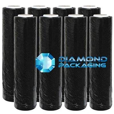 Image of Diamond Packaging 6 X BLACK FLUSH CORE STRONG ROLLS PALLET STRETCH SHRINK WRAP CAST PARCEL PACKING CLING FILM 400mm 300m IDEAL FOR FREE FAST DELIVERY …