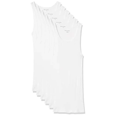 Image of Amazon Essentials Men&#039;s Tank Vests, Pack of 6, White, L