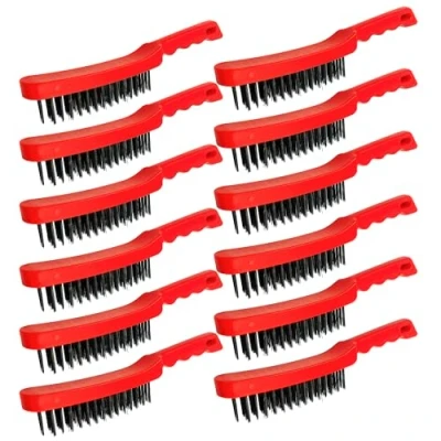 Image of Wire Brush Set Multipurpose Brushes for Cleaning with Easy to Grip Plastic Handle − Rust Remover Metal and Heavy Dirt Pack of 12