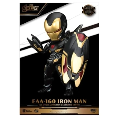 Image of Beast Kingdom Toys Avengers Infinity War Egg Attack Action Figure Iron Man Mark 50 Limited Edition, Black, Gold, 16 cm
