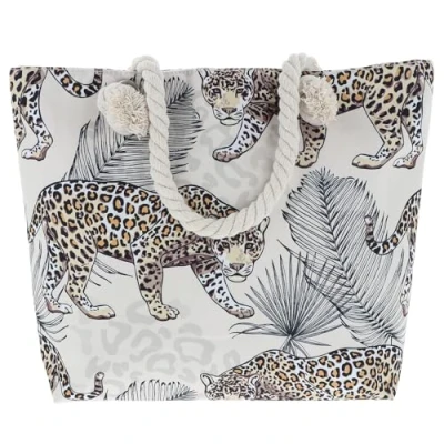 Image of Equilibrium Animal Jungle Theme Leopard or Zebra Tote Bag Blue, Green, Grey (Leopard Grey)