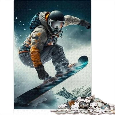 Image of Snowboard_ Funny Jigsaw Puzzles 1000Piece Puzzle Cardboard for Adults&amp; Teens Age 12 Years Up Christmas Wishlist with Santa Claus 1000pcs（26x38cm）