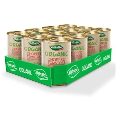 Image of Valfrutta Organic Chopped 100% Italian Tinned Tomatoes 400g 12 Tin Pack