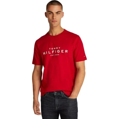 Image of Tommy Hilfiger BIG TEE Print Tshirt, Men&#039;s, Size: Small, Medium red
