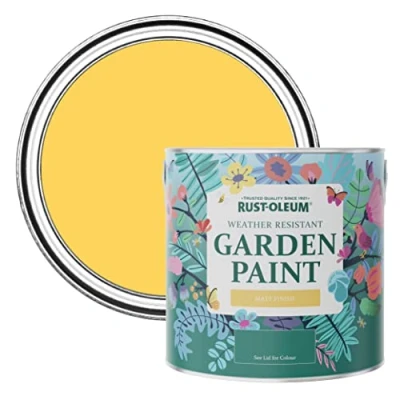 Image of Rust Oleum Yellow Mould Resistant Garden Paint In Matt Finish Lemon Jelly 2.5L