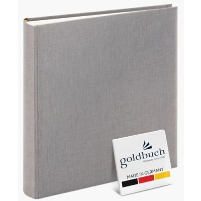 Image of Goldbuch Summertime Trend 2 24606 Photo Album with 60 White Pages Pargamine Dividers, Memory Linen Cover, for Gluing, Grey, 25 x 4 cm