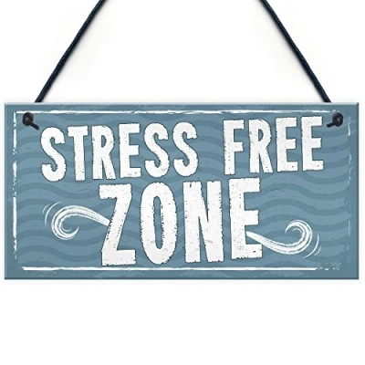 Image of RED OCEAN Stress Free Zone Man Cave Shed SummerHouse Sign Hot Tub Home Wall Door Plaque Gift