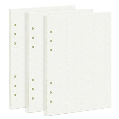 Image of PALUDO 3 Pack A5 Dotted Refills Paper, 135 Sheets/270 Pages Insert Thick Refillable 6 Hole Loose Leaf Punched Paper Refill Pad
