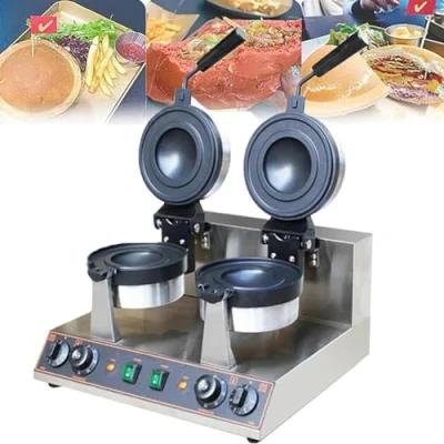 Image of LSHFYV UFO Burger Maker Machine, Commercial Gelato Panini Press Ice Cream Filling Waffle 50 300℃ Temperature Control Double Sided Heating 5 Minutes Timer,B