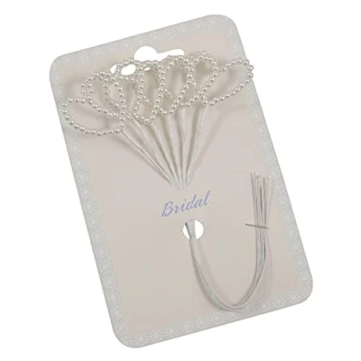 Image of Bridal 6 Stem Ivory Pearl Hearts Wired stems Wedding Scrapbook Craft Buttonhole Corsage 29mm