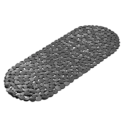Image of Navaris Non Slip Bath Mat Large Anti Pebble Shower and Bathtub Nonslip PVC Bathmat with Suction Cups Black 99 x 39 cm