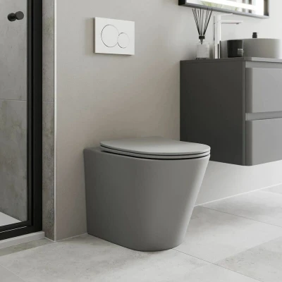 Image of Affine Back to Wall Rimless Toilet Matt Grey &amp; Soft Close Seat