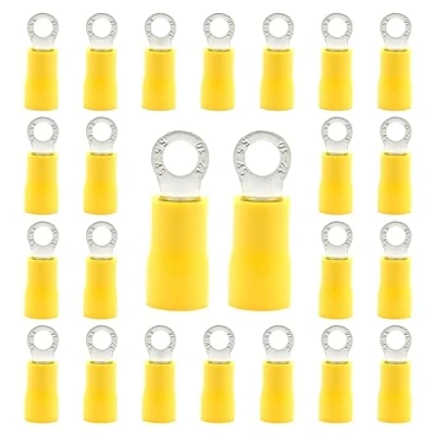 Image of CEEYSEE 50Pcs Ring Wire Connectors M4 of Yellow Insulated Electrical Crimp Copper Terminals（PRY4)