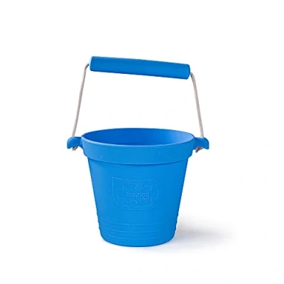 Image of Bigjigs Toys Adventure Collapsible Bucket (Ocean Blue) Silicone for Sandpit, Holiday Toddlers, Quality Sand and Water