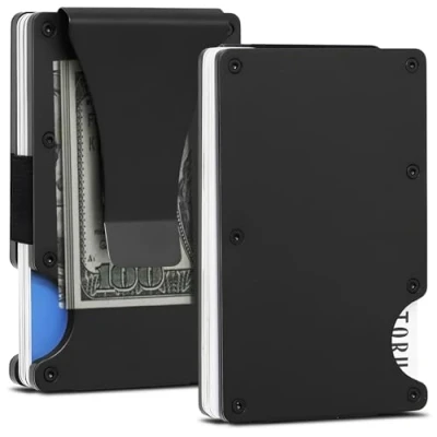 Image of Quota Men&#039;s Wallet, Credit Card Holder, Money Clip, RFID Blocking Slim Wallet for Men, Metal Gifts Men (Black)