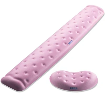 Image of BRILA Memory Foam Mouse &amp; Keyboard Wrist Rest Support Pad Cushion Set for Computer, Laptop, Office Work, PC Gaming Massage Holes Design (Pink Bundle)