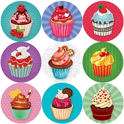 Image of 144 Colourful Cupcakes 30mm School Reward Stickers for Teachers or Parents