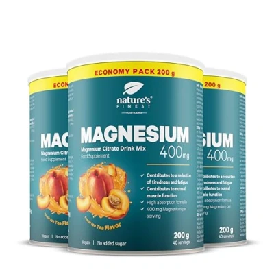 Image of Nature&#039;s Finest by Nutrisslim Magnesium Citrate Powder, High dose for Adults, Cramp and Fatigue Relief, Bone Supplements, Calm Balance Sleep, Vegan