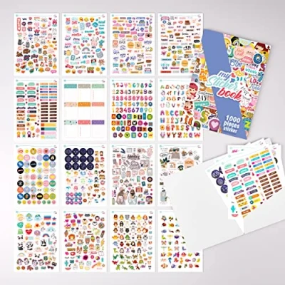Image of colortouch Scrapbook Stickers, Sticker Set for Children, Adults, Kids, Girls, Cute Stickers Pack 1000 Pcs, Book, Bullet Journal Album Laptop, Planner, Calendar, Collection
