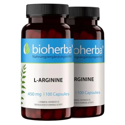 Image of L ARGININE Capsules 450mg 200 Nitric Oxide Booster for Muscle Strength by BIOHERBA