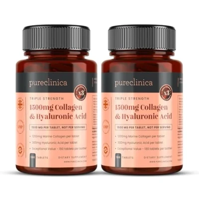 Image of UltraColl Collagen &amp; Hyaluronic Acid 1500mg x 360 Tablets (2 bottles of 180) 1 Years Supply