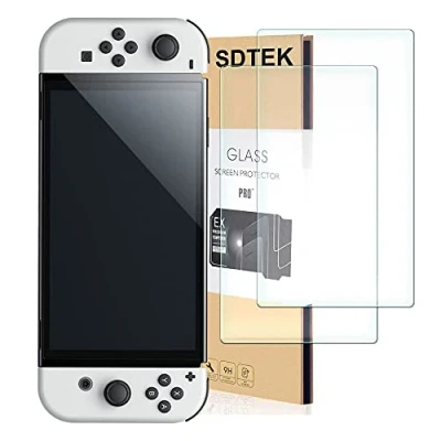 Image of SDTEK *2 Pack Screen Protector Compatible with Nintendo Switch OLED, Tempered Glass Premium Guard