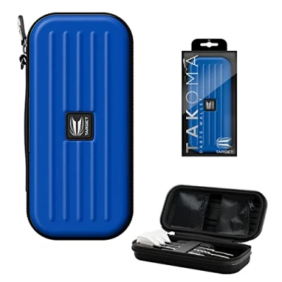 Image of TARGET Darts Takoma Dart Case Wallet, Regular Size, Blue Store 3 Fully Assembled &amp; Accessories Holder with Zip Lock Pouches, Flights, Shafts Swiss Points