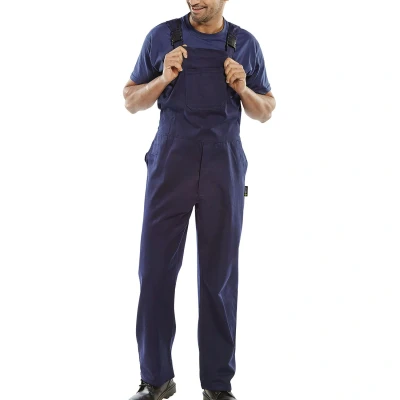 Image of COTTON DRILL BIB AND BRACE NAVY BLUE 32