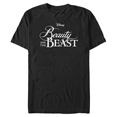 Image of Disney Beauty &amp; The Beast Classic Logo Organic Short Sleeve T Shirt, Black, S