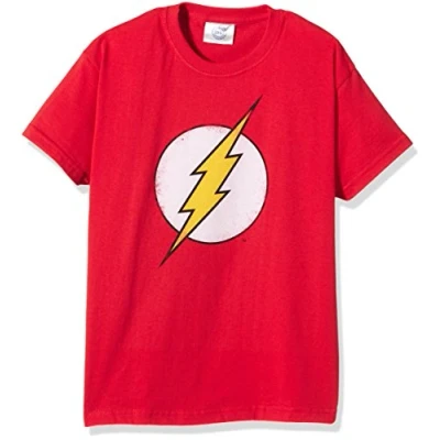 Image of DC Comics Boy&#039;s Distressed Flash Logo Boys T shirt Shirt, Red, 8 Years UK