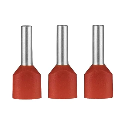 Image of ERKO Double Wire End Ferrules, Cross Section 10 mm2 Length 14 mm 100 pieces Professional Cable Lugs Made of Galvanised Copper with Polyamide Insulation