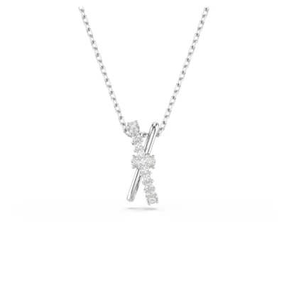 Image of Swarovski Hyperbola pendant, Mixed cuts, Twist, White, Rhodium plated