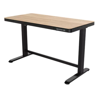 Image of Dellonda Single Motor Height Adjustable Sit &amp; Stand Desk with USB, Oak, 1200 x 600mm DH65